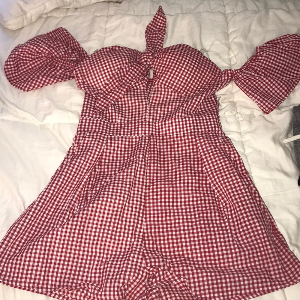 Red and white romper